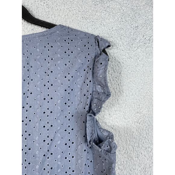 Knox Rose Womens Size M Babydoll Dress V Neck Eyelet Blue - Picture 8 of 11